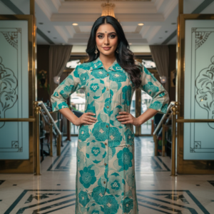 Women’s Teal Floral Printed Co-ord Set women