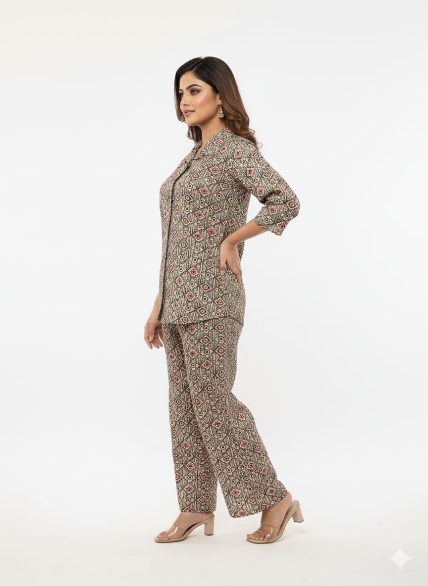 Pure Cotton Printed Short Co-Ord Set for Women - Image 3