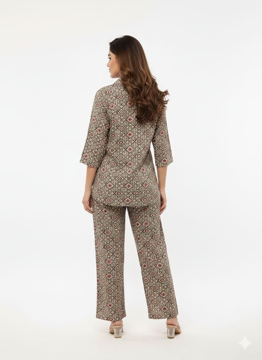 Pure Cotton Printed Short Co-Ord Set for Women - Image 2