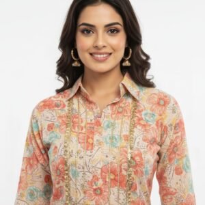 Rayon Printed Long Co-Ord Set with Afghani Salwar for Women