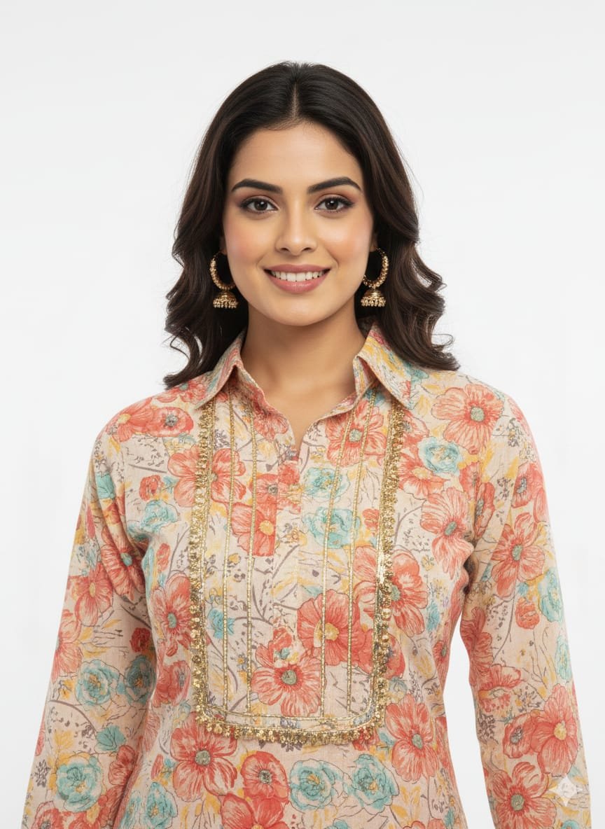 Rayon Printed Long Co-Ord Set with Afghani Salwar for Women